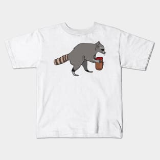 Raccoon Stealing Peanut Butter Kids T-Shirt